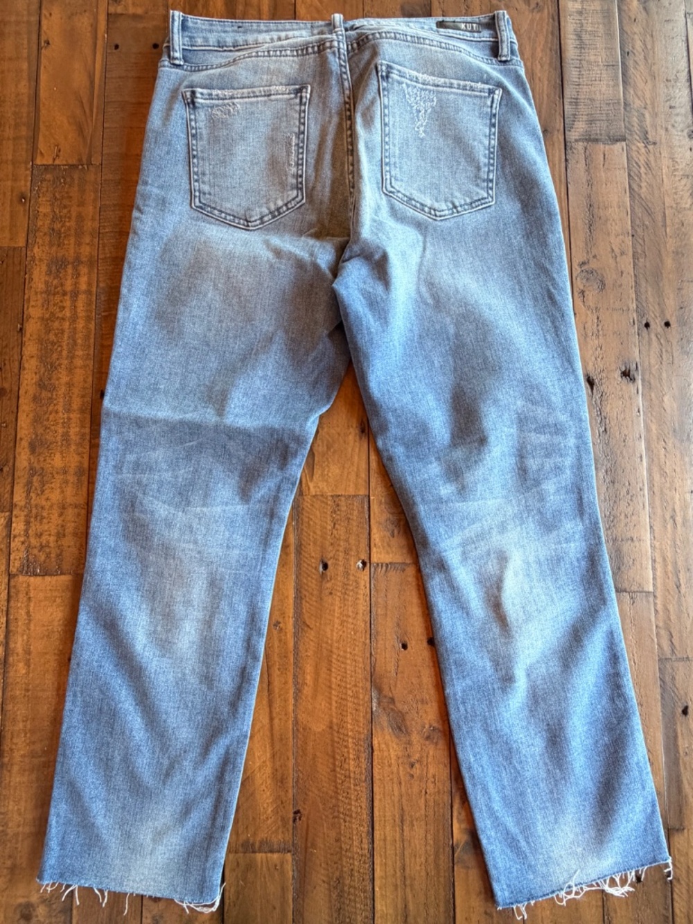 Kut From The Kloth Reese High Rise Straight Leg Jeans Size 8 Distressed Raw Hem - Picture 2 of 9